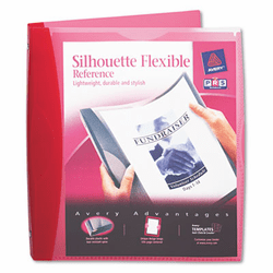 AVE17230 Silhouette Flexible Poly Round Ring View Binder, 1" Capacity, Red By AVERY-DENNISON