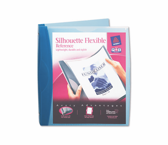 AVE17231 Silhouette Flexible Poly Round Ring View Binder, 1" Capacity, Light Blue By AVERY-DENNISON