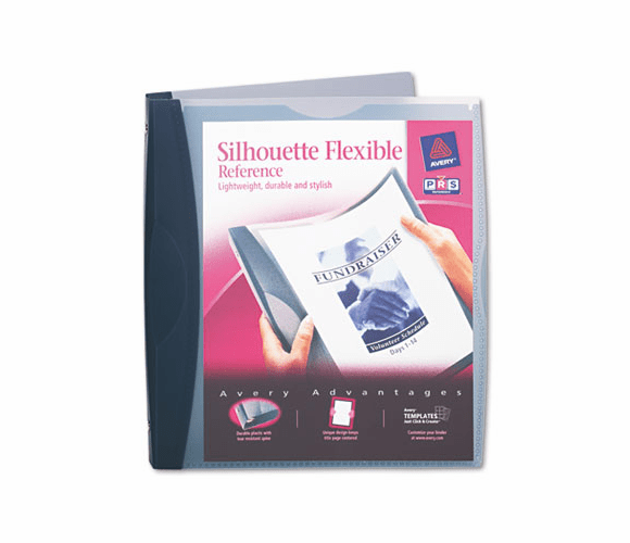 AVE17232 Silhouette Flexible Poly Round Ring View Binder, 1" Capacity, Dark Blue By AVERY-DENNISON