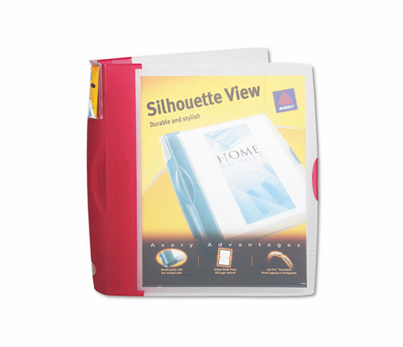 AVE17333 Silhouette Poly View Binder w/Inside Pocket, 1-1/2" Capacity, Red By AVERY-DENNISON