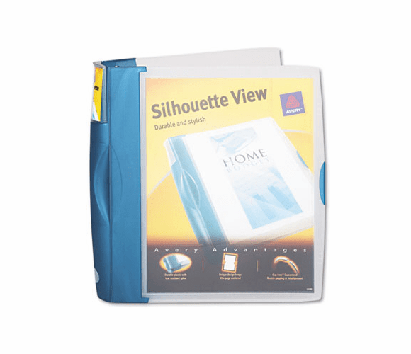 AVE17334 Silhouette Poly View Binder w/Inside Pocket, 1-1/2" Capacity, Light Blue By AVERY-DENNISON