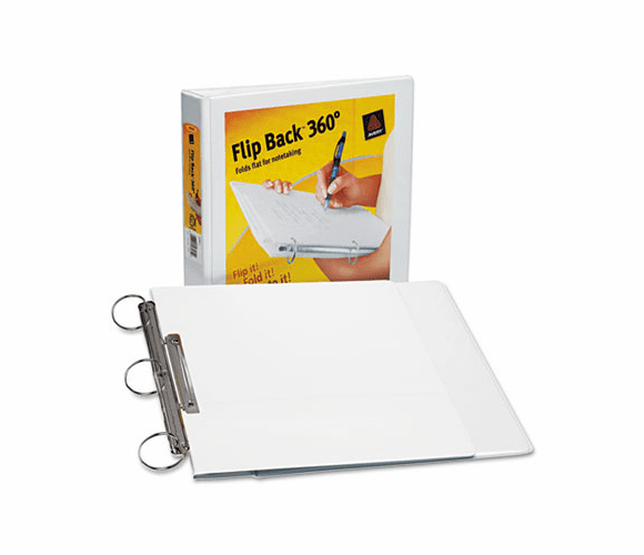 AVE17580 Durable Flip Back Round Ring View Binder, 1" Capacity, White By AVERY-DENNISON