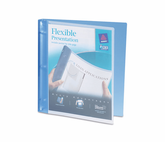 AVE17670 Flexible Round Ring Presentation Binder, 1/2" Capacity, Blue By AVERY-DENNISON
