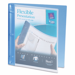 AVE17670 Flexible Round Ring Presentation Binder, 1/2" Capacity, Blue By AVERY-DENNISON