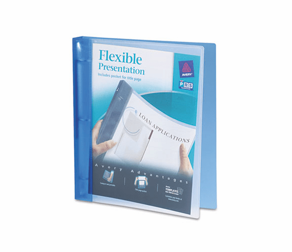 AVE17675 Flexible Round Ring Presentation Binder, 1" Capacity, Blue By AVERY-DENNISON