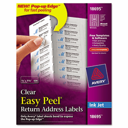 AVE18695 Easy Peel Inkjet Mailing Labels, 2/3 x 1-3/4, Clear, 600/Pack By AVERY-DENNISON