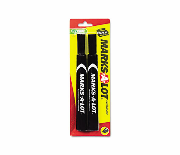 AVE18922 Permanent Marker, Large Chisel Tip, Black, 2 per Pack By AVERY-DENNISON