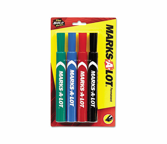 AVE18939 Permanent Marker, Large Chisel Tip, Assorted, 4/Set By AVERY-DENNISON