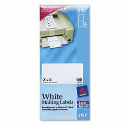 AVE2163 Laser/Inkjet Mailing Labels, Mini-Sheet, Mini-Sheet, 2 x 4, White, 100/Pack By AVERY-DENNISON