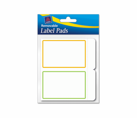 AVE22019 Removable Label Pads, 2 x 3, Assorted, 80/Pack By AVERY-DENNISON