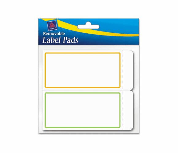 AVE22024 Removable Label Pads, 2 x 4, Assorted, 80/Pack By AVERY-DENNISON