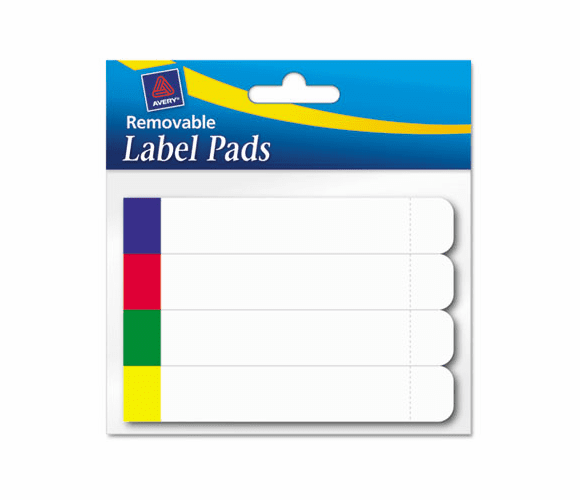 AVE22027 Removable Label Pads, 2/3 x 3 7/16, White w/Assorted Color Bars, 160/Pack By AVERY-DENNISON