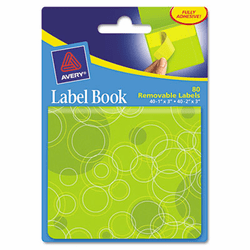 AVE22065 Removable Label Pad Books, 1 x 3 Yellow & 2 x 3 Green, Green Circles, 80/Pack By AVERY-DENNISON