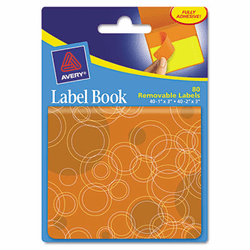 AVE22066 Removable Label Pad Books, 1 x 3 Orange & 2 x 3 Yellow, Orange Circles, 80/Pack By AVERY-DENNISON