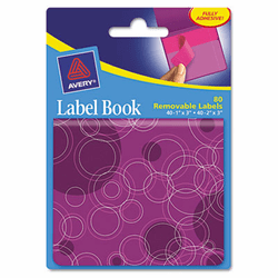 AVE22068 Removable Label Pad Books, 1 x 3 Magenta & 2 x 3 Purple, Purple Circles, 80/Pack By AVERY-DENNISON