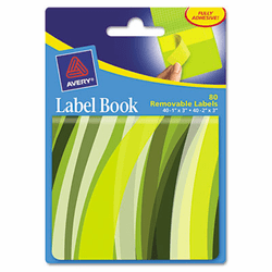 AVE22069 Removable Label Pad Books, 1 x 3 Yellow & 2 x 3 Green, Green Wavy, 80/Pack By AVERY-DENNISON