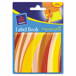 AVE22070 Removable Label Pad Books, 1 x 3 Yellow & 2 x 3 Orange, Orange Wavy, 80/Pack By AVERY-DENNISON