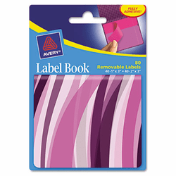 AVE22071 Removable Label Pad Books, 1 x 3 Purple & 2 x 3 Magenta, Purple Wavy, 80/Pack By AVERY-DENNISON