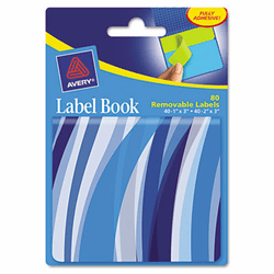 AVE22072 Removable Label Pad Books, 1 x 3 Blue & 2 x 3 Green, Blue Wavy, 80/Pack By AVERY-DENNISON