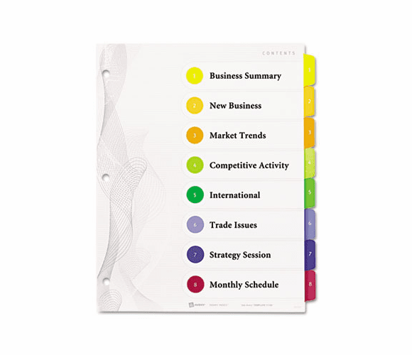 AVE22539 Designer Ready Index Dividers, Multicolor 8-Tab, 11 x 8-1/2, 3 Sets/Pack By AVERY-DENNISON