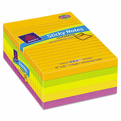 AVE22607 Perforated Sticky Notes, 4 x 6, 90 Sheets, Citrus, 5/Pack By AVERY-DENNISON