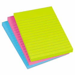 AVE22644 Flat Sticky Notes, 4 x 6, Bold Lined, 100 Sheets per Pad, 3 Pads per Pack By AVERY-DENNISON