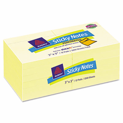 AVE22646 Perforated Sticky Notes, 3 x 3, 90 Sheets, Pastel Yellow, 12/Pack By AVERY-DENNISON