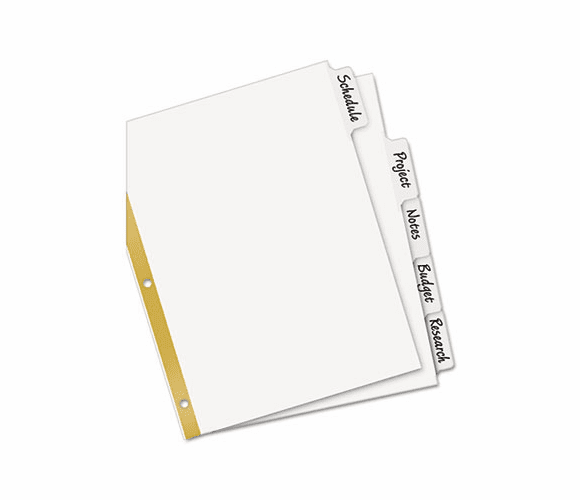 AVE23075 Big Tab Write-On Dividers w/Erasable Laminated Tabs, White, 5/Set By AVERY-DENNISON