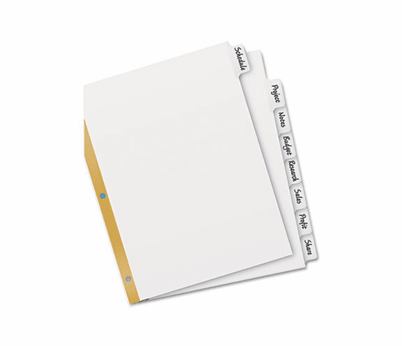 AVE23078 Big Tab Write-On Dividers w/Erasable Laminated Tabs, White, Set of 8 By AVERY-DENNISON