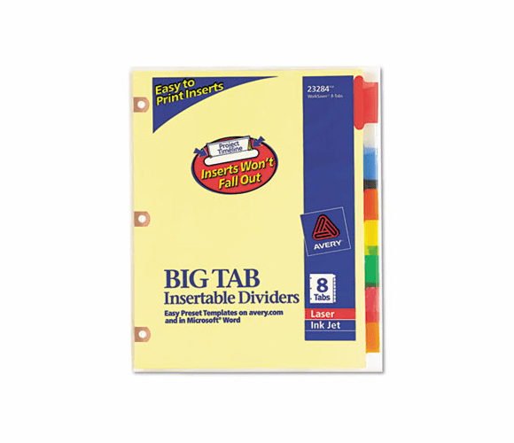 AVE23284 WorkSaver Big Tab Dividers w/CPR Holes, Eight Multicolor Tabs, Letter, Buff By AVERY-DENNISON