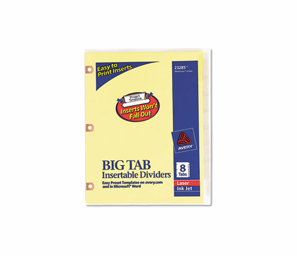 AVE23285 WorkSaver Big Tab Dividers w/Copper Holes, Clear 8-Tab, Letter, Buff By AVERY-DENNISON