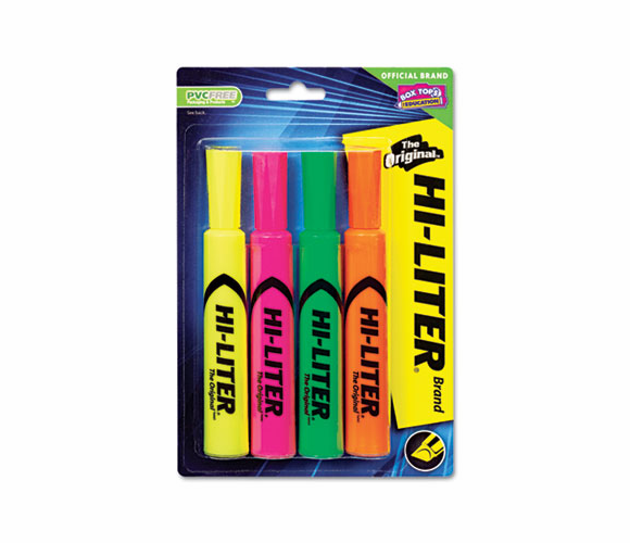 AVE24063 Desk Style Highlighter, Chisel Tip, Fluorescent Yellow/Orange/Green/Pink, 4/Set By AVERY-DENNISON