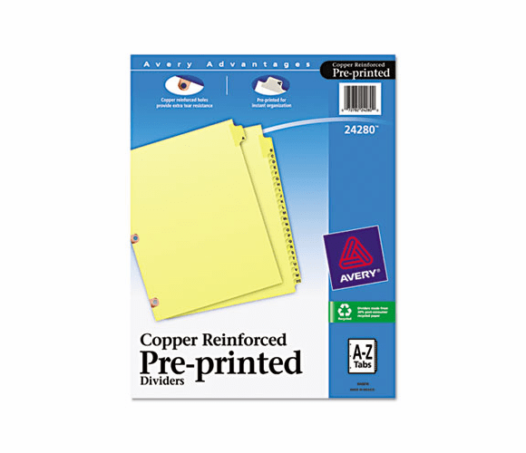 AVE24280 Copper Reinforced Laminated Tab Dividers, 25-Tab, A-Z, Letter, Buff, 25/Set By AVERY-DENNISON