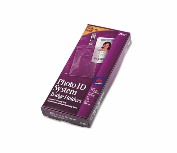 AVE2920 Photo ID Badge Holder, Vertical, 2 1/4w x 3 1/2h, Clear, 50/Box By AVERY-DENNISON