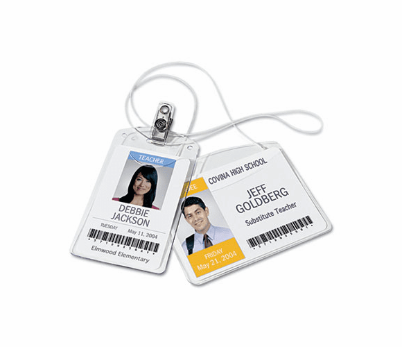 AVE2922 Photo ID Badge Holder, Horizontal, 4w x 3h, Clear, 100/Box By AVERY-DENNISON