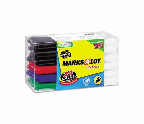 AVE29860 Pen Style Dry Erase Markers, Fine, Assorted, 24/Set By AVERY-DENNISON
