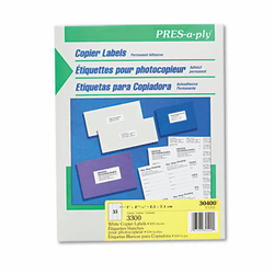 AVE30400 Pres-A-Ply Copier Labels, 1 x 2-3/4, White, 3300/Box By AVERY-DENNISON