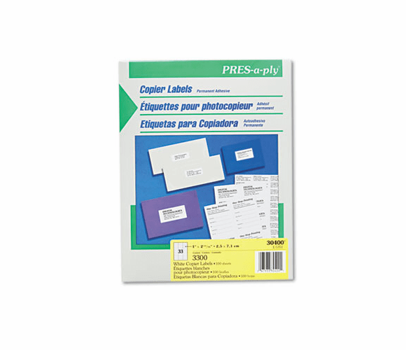 AVE30400 Pres-A-Ply Copier Labels, 1 x 2-3/4, White, 3300/Box By AVERY-DENNISON