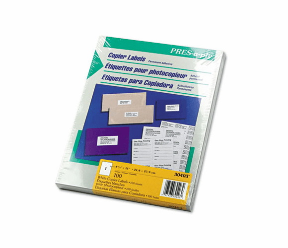 AVE30403 Pres-A-Ply Copier Labels, 8-1/2 x 11, White, 100/Box By AVERY-DENNISON