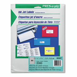 AVE30587 Pres-A-Ply Inkjet Address Labels, 1/2 x 1-3/4, White, 2000/Pack By AVERY-DENNISON