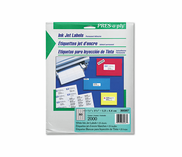 AVE30587 Pres-A-Ply Inkjet Address Labels, 1/2 x 1-3/4, White, 2000/Pack By AVERY-DENNISON