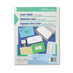 AVE30600 Pres-A-Ply Laser Address Labels, 1 x 2-5/8, White, 3000/Box By AVERY-DENNISON