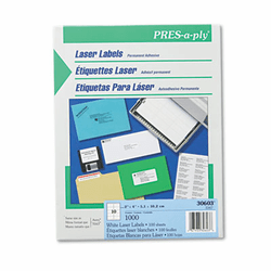 AVE30603 Pres-A-Ply Laser Address Labels, 2 x 4, White, 1000/Box By AVERY-DENNISON