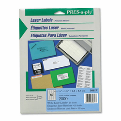 AVE30617 Pres-A-Ply Laser Address Labels, 1/2 x 1-3/4, White, 2000/Pack By AVERY-DENNISON