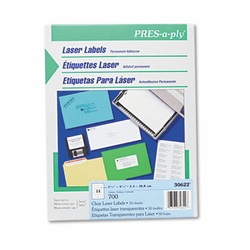 AVE30622 Pres-A-Ply Laser Address Labels, 1-1/3 x 4-1/4, Clear, 700/Box By AVERY-DENNISON