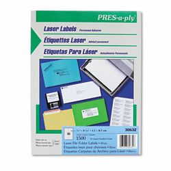AVE30632 Pres-A-Ply Laser File Folder Labels, 2/3 x 3 7/16, White, 1500/Box By AVERY-DENNISON