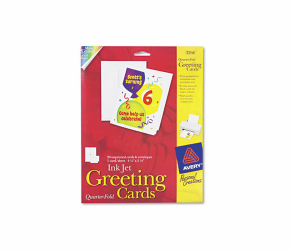 AVE3266 Personal Creations Printable Quarter-Fold Cards, 4-1/4 x 5-1/2, 20/Pack By AVERY-DENNISON
