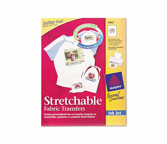 AVE3302 Personal Creations Inkjet T-Shirt Transfer, 8-1/2 x 11, White, 5/Pack By AVERY-DENNISON