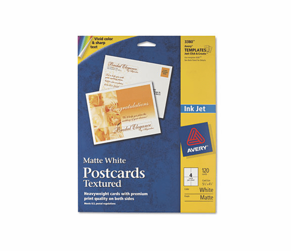 AVE3380 Personal Creations Printable Textured Postcards, Heavy, 4-1/4 x 5-1/2, 120/Box By AVERY-DENNISON