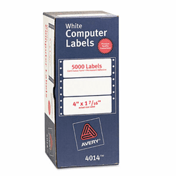 AVE4014 Dot Matrix Printer Address Labels, 1 Across, 1-7/16 x 4, White, 5000/Box By AVERY-DENNISON
